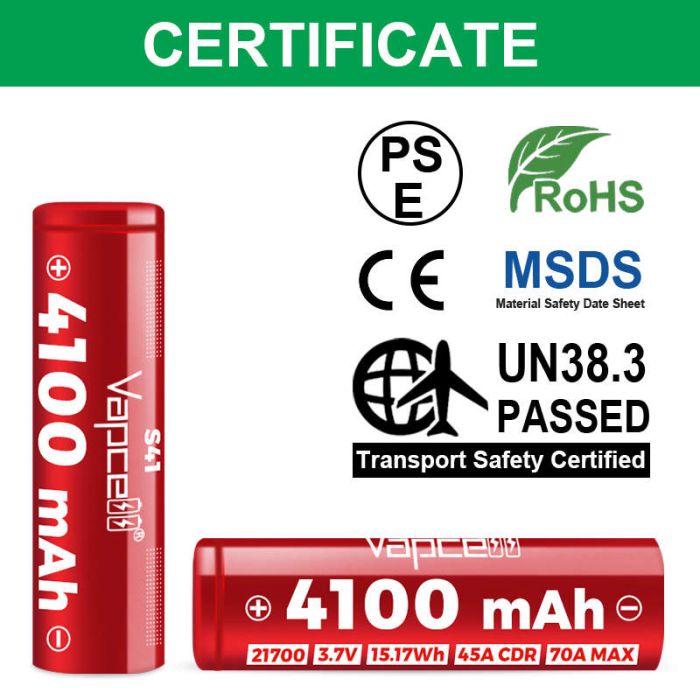 Цилиндрический аккумулятор Vapcell S-41 21700 4100mAh